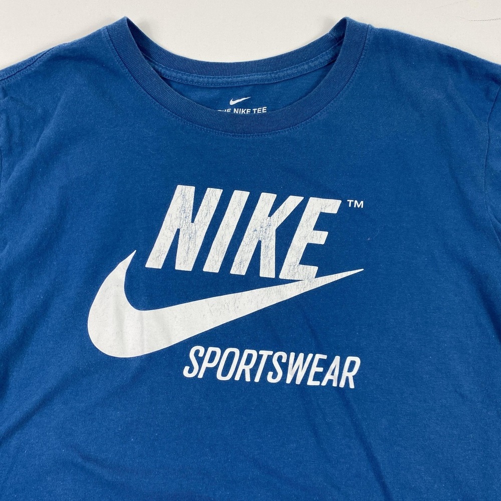 Nike Shirt Mens Large‎ Blue The Nike Tee Sportswear Swoosh Graphic Short Sleeve